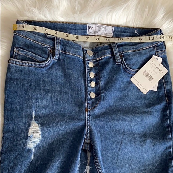 Free People Reagan Distressed Button Front Jean 28 - Picture 6 of 7